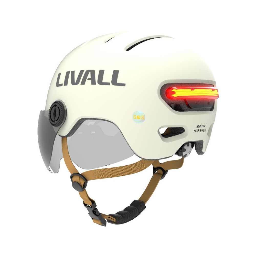 Livall L23 Kask Rowerowy Biały z Szybką